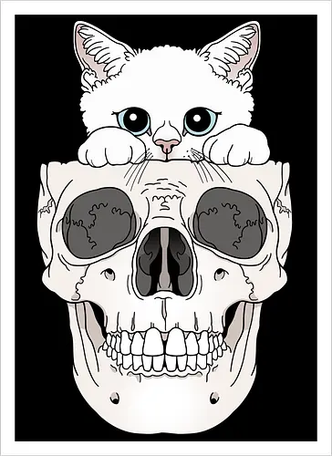 White Kitty & Skull