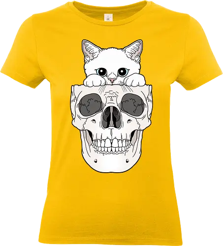 White Kitty & Skull - Weiße Katze, Katzenliebe, Skelett - Standard T-Shirt (Women)