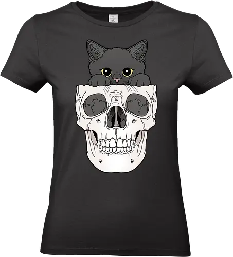 Black Kitty & Skull - Schwarze Katze, Schädel, Katzenliebe - Standard T-Shirt (Women)