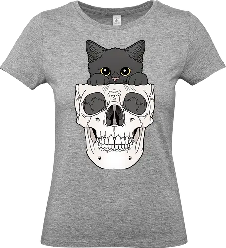 Black Kitty & Skull - Schwarze Katze, Schädel, Katzenliebe - Standard T-Shirt (Women)