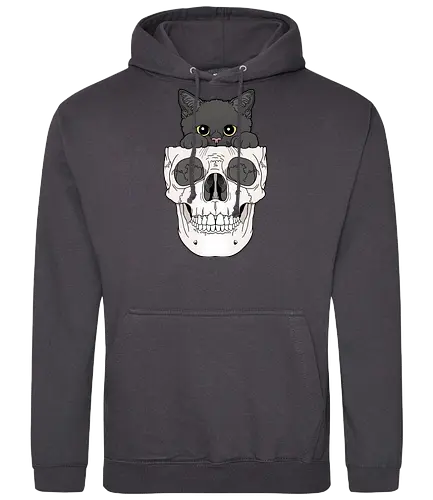 Black Kitty & Skull - Schwarze Katze, Schädel, Katzenliebe - Standard Hoodie