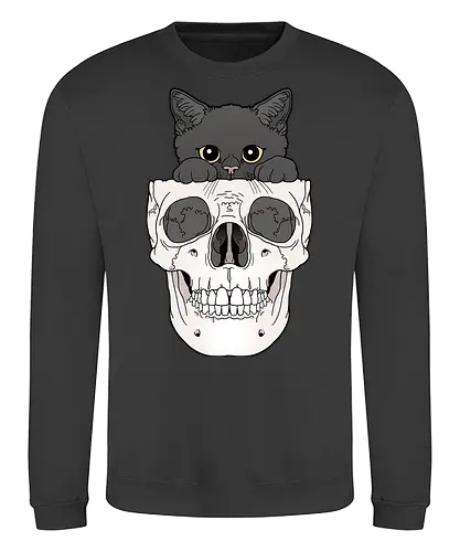 Black Kitty & Skull - Schwarze Katze, Schädel, Katzenliebe - Sweatshirt