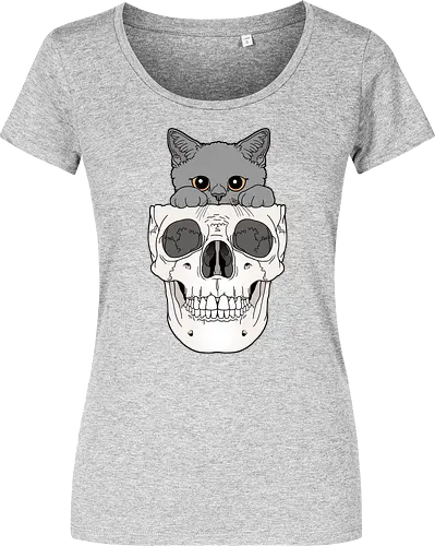 Grey Kitty & Skull