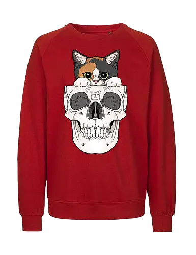 Calico Kitty & Skull - Calico, Katze, Skelett - Fairtrade Sweatshirt