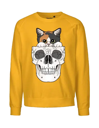 Calico Kitty & Skull - Calico, Katze, Skelett - Fairtrade Sweatshirt