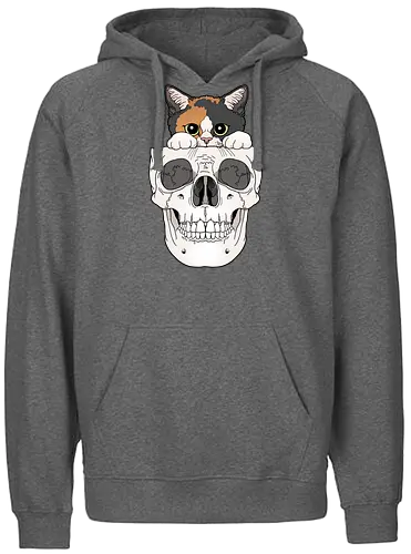Calico Kitty & Skull - Calico, Katze, Skelett - Fairtrade Hoodie