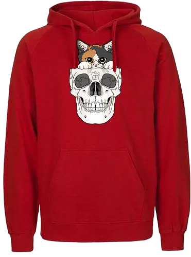 Calico Kitty & Skull - Calico, Katze, Skelett - Fairtrade Hoodie