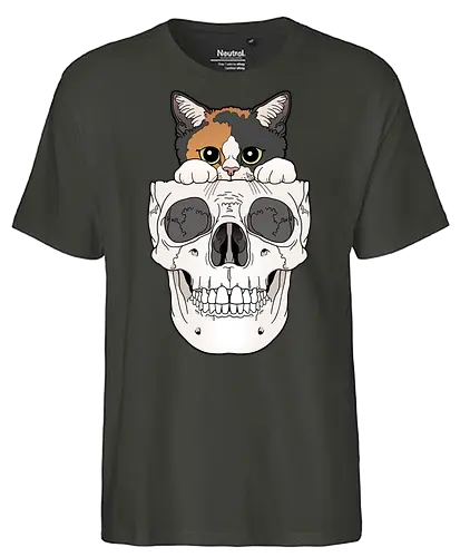 Calico Kitty & Skull - Calico, Katze, Skelett - Fairtrade T-Shirt