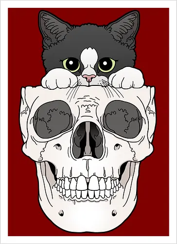 Tuxedo Kitty & Skull