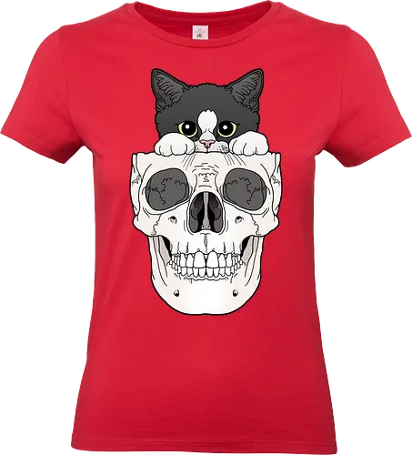 Tuxedo Kitty & Skull - Tuxedo, Tuxedokatze, Skull - Standard T-Shirt (Women)
