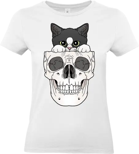 Tuxedo Kitty & Skull - Tuxedo, Tuxedokatze, Skull - Standard T-Shirt (Women)