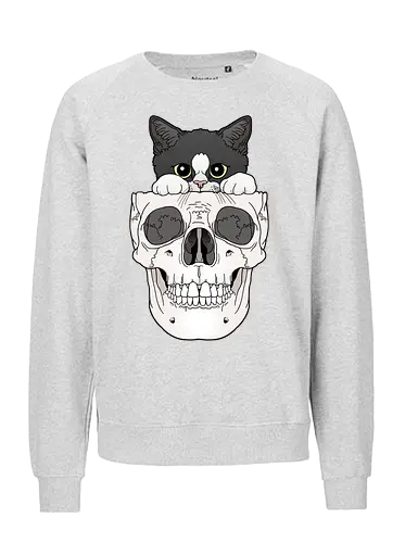 Tuxedo Kitty & Skull - Tuxedo, Tuxedokatze, Skull - Fairtrade Sweatshirt