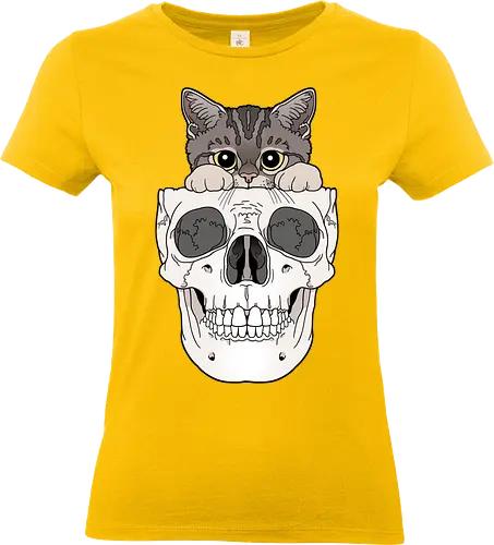 Tabby Kitty & Skull - Tabbykatze, Kätzchen, cute - Standard T-Shirt (Women)