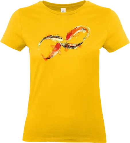 Infinity Kois - japanese kois, infinity, mathematics, watercolor, painting, science, nature, science and nature - Standard T-Shirt (Women)