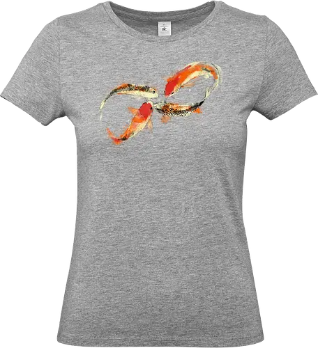 Infinity Kois - japanese kois, infinity, mathematics, watercolor, painting, science, nature, science and nature - Standard T-Shirt (Women)