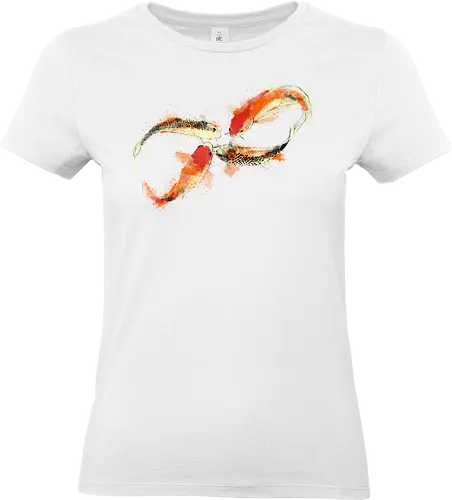 Infinity Kois - japanese kois, infinity, mathematics, watercolor, painting, science, nature, science and nature - Standard T-Shirt (Women)