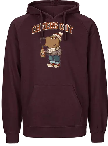 Cheers Guy - chill guy, dog, cheers, beer, drinking, internet meme, beverage, brew, food and drink, pop art, funny, trending, instagram, tiktok, facebook meme, meme viral, funny meme, hype, viral, christmas, winter, vintage design, retro colors, cool, snow, chilling, don't care, idgaf, rum, kawaii, sake, ale - Fairtrade Hoodie
