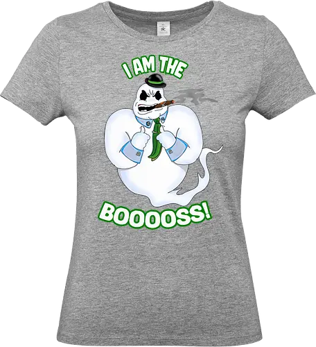 The Booss! (Der Booss!) - Geistwitz, Halloweenhumor, gruseliger Anführer, Horrorliebhaber, Süßes oder Saures, lustiges Geist-Design, Boo-Witz, Spuk-Saison, Chef der Gespenster, Scherzdesign, lustiger Grusel, Cartoon-Geist, Geisterhumor, Humorvolle Geister, Halloweenliebhaber, unheimlicher Spaß, skurriler Humor, Chef-Witz, Halloween-Tipp, trickreiche Geister, ghost, halloween, horror, funny, wordplay, boss, gangster, gang, gangsta - Standard T-Shirt (Women)