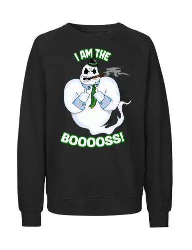 The Booss! (Der Booss!) - Geistwitz, Halloweenhumor, gruseliger Anführer, Horrorliebhaber, Süßes oder Saures, lustiges Geist-Design, Boo-Witz, Spuk-Saison, Chef der Gespenster, Scherzdesign, lustiger Grusel, Cartoon-Geist, Geisterhumor, Humorvolle Geister, Halloweenliebhaber, unheimlicher Spaß, skurriler Humor, Chef-Witz, Halloween-Tipp, trickreiche Geister, ghost, halloween, horror, funny, wordplay, boss, gangster, gang, gangsta - Fairtrade Sweatshirt