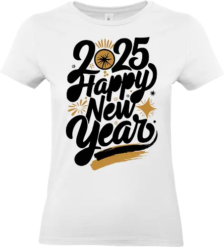 2025 Happy New Year - new year, 2025, celebration, festive, gold, stars, bursts, elegance - Standard T-Shirt (Women)