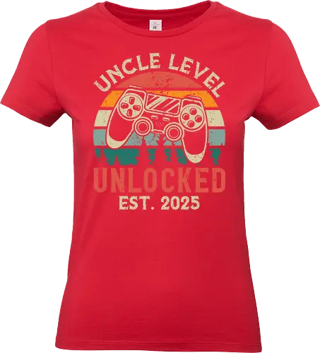 Uncle Level Unlocked Est. 2025 - retro, game controller, vintage, colorful, stripes, gaming, playful, uncle, level unlocked, established - Standard T-Shirt (Women)