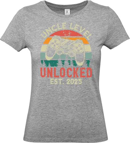 Uncle Level Unlocked Est. 2025 - retro, game controller, vintage, colorful, stripes, gaming, playful, uncle, level unlocked, established - Standard T-Shirt (Women)