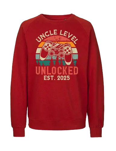 Uncle Level Unlocked Est. 2025 - retro, game controller, vintage, colorful, stripes, gaming, playful, uncle, level unlocked, established - Fairtrade Sweatshirt