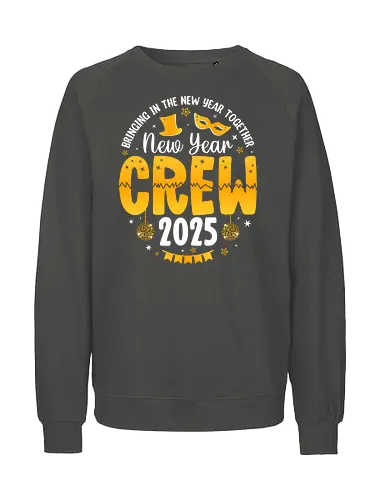 New Year Crew 2025 - new year, celebration, 2025, party, festive, mask, stars, confetti, disco balls - Fairtrade Sweatshirt