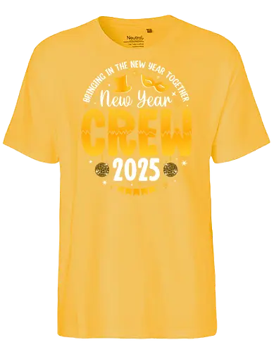 New Year Crew 2025 - new year, celebration, 2025, party, festive, mask, stars, confetti, disco balls - Fairtrade T-Shirt