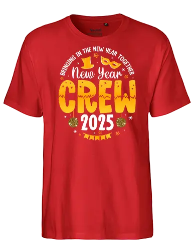 New Year Crew 2025 - new year, celebration, 2025, party, festive, mask, stars, confetti, disco balls - Fairtrade T-Shirt