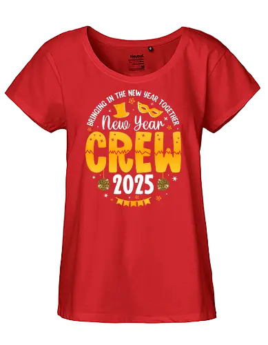 New Year Crew 2025 - new year, celebration, 2025, party, festive, mask, stars, confetti, disco balls - Fairtrade Girl Shirt