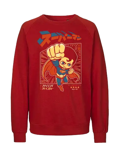 Suupaaman - sups, superhero, comic book, comic magazine, cartoon, chibi, cute, anime, japanese, manga, japan - Fairtrade Sweatshirt