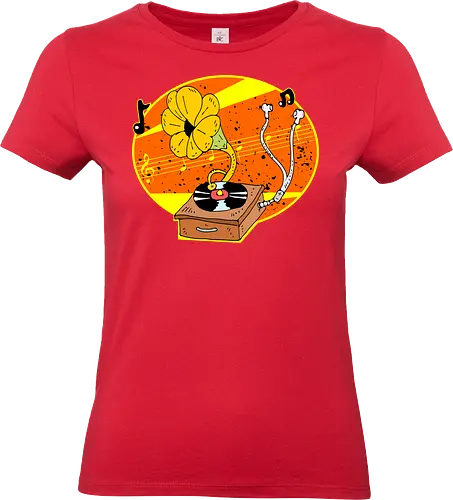 Musical Time Traveler (Musikalischer Zeitreisender) - Grammophon, Retro, Kopfhörer, Musikliebe, klassisch, modern, surreales Design, Zeitreise, Musiktranszendenz, Musikliebhaber, kreativ, nostalgisch, futuristisch, einzigartig, Raum und Zeit, Musikgenuss, künstlerisch, ikonisch, vintage, Audio-Kunst, 30s, retro, vintage, music, earphone, headphone - Standard T-Shirt (Women)