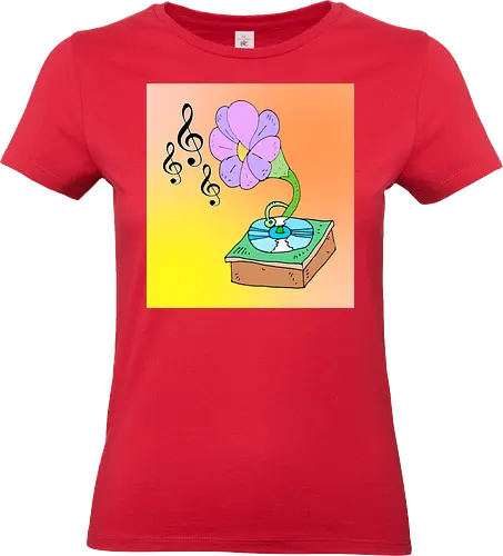 Music Blossom (Musikblüte) - Musik, Blüte, Grammophon, erblühen, surreal, Harmonie, Kunststil, Blume, vintage, künstlerisch, Klang, Anblick, Sinnen, Sinfonie, kreativ, floral, retro, einzigartig, Design, elegant - Standard T-Shirt (Women)