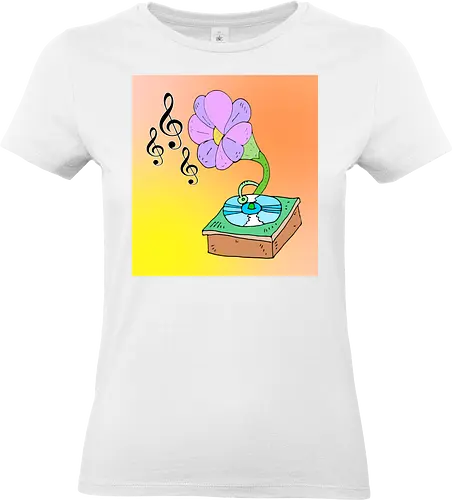 Music Blossom (Musikblüte) - Musik, Blüte, Grammophon, erblühen, surreal, Harmonie, Kunststil, Blume, vintage, künstlerisch, Klang, Anblick, Sinnen, Sinfonie, kreativ, floral, retro, einzigartig, Design, elegant - Standard T-Shirt (Women)