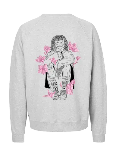 Sakura Girl - BackPrint - Japan, Japanlover, sakura, hanami, cherryblossom - Fairtrade Sweatshirt