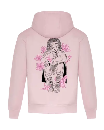 Sakura Girl - BackPrint - Japan, Japanlover, sakura, hanami, cherryblossom - Heavyweight Hoodie