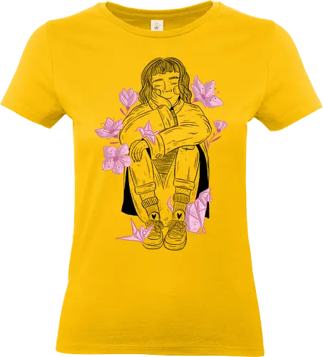 Sakura Girl - FrontPrint - Japan, Japanlover, Hanami, Sakura, Cherry Blossom, Origami - Standard T-Shirt (Women)