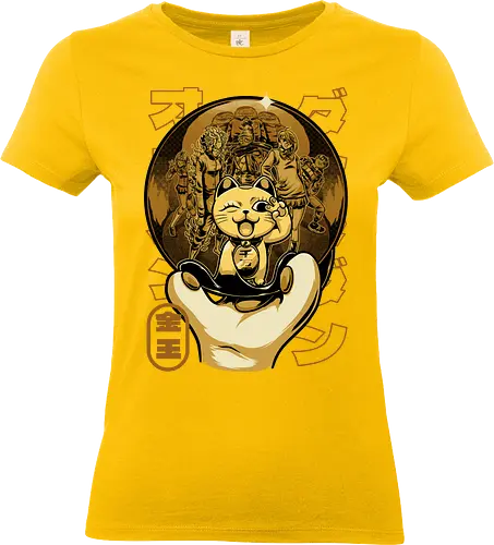 Anime Golden Ball - Ghost, Comedy Horror. Comedy, Magical Creatures, Magical, Neko Cat, Neko, Occultism, Occult, Extraterrestrial, Dandadan, Turbo Granny, Gold, Anime, Manga, Japanese Art, Japanese, Japan, Tv Show, Aliens, Alien, Ghost - Standard T-Shirt (Women)