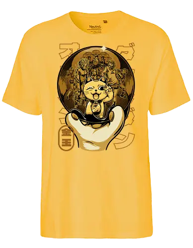 Anime Golden Ball - Ghost, Comedy Horror. Comedy, Magical Creatures, Magical, Neko Cat, Neko, Occultism, Occult, Extraterrestrial, Dandadan, Turbo Granny, Gold, Anime, Manga, Japanese Art, Japanese, Japan, Tv Show, Aliens, Alien, Ghost - Fairtrade T-Shirt
