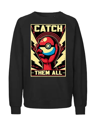 Catch Them  - Pocket, pokemon go, lightning, Mouse, poster, classic, retro, vintage, game, video game, Retro Advertising, Retro Publicity, pet, adventure, fantasy - Fairtrade Sweatshirt