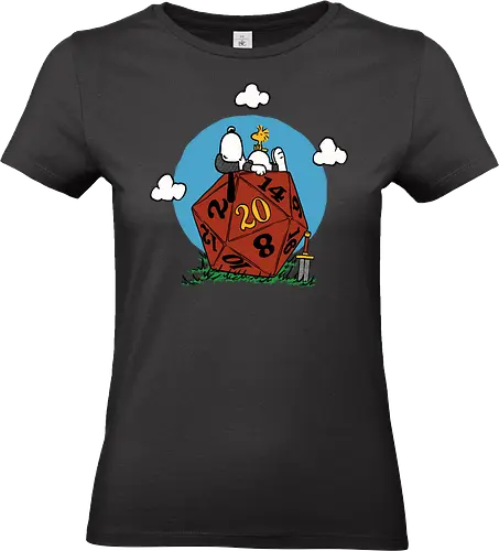 Beagle Dog RPG d20 - dog, animation, pet, mashup, dark fantasy, cute, knight, woodstock, comic, peanuts, vintage, retro, rpg, Pen and Paper, d20, Pen and paper, dungeon master, role playing game, tabletop, game master - Standard T-Shirt (Women)