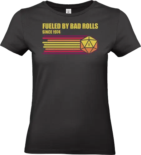 RPG Vintage - Fueled by Bad Rolls - retro, vintage, fantasy, quest, adventure, rpg, Pen and Paper, d20, Pen and paper, dungeon master, role playing game, tabletop, game master, critical role, critical, critical hit, game - Standard T-Shirt (Women)