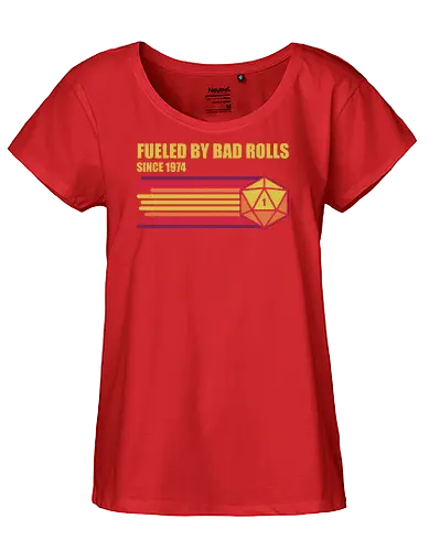 RPG Vintage - Fueled by Bad Rolls - retro, vintage, fantasy, quest, adventure, rpg, Pen and Paper, d20, Pen and paper, dungeon master, role playing game, tabletop, game master, critical role, critical, critical hit, game - Fairtrade Girl Shirt