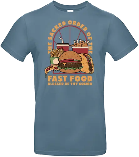 Sacred Order of Fast Food - fast food, ice cream, pizza, burgers, popsicles, tacos, fries, lettering, fried chicken, eating, hungry, funny - Standard T-Shirt
