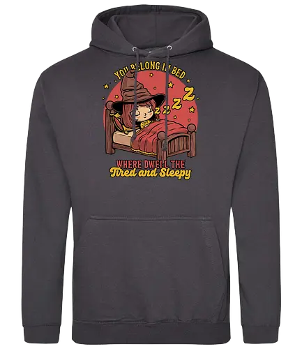 Witch Sleeping in Bed - magical school, sleepy, tired, cute witch, wizard, talking hat, books, movies, sleep, sleeping, nap, napping, witchcraft - Standard Hoodie