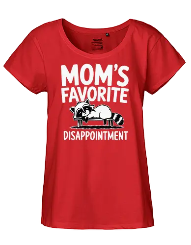 Mom's Favorite Disappointment - raccoon, humorous, cartoon, sarcastic, monochromatic, funny, animal, playful, resting - Fairtrade Girl Shirt