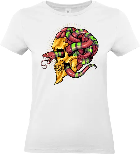 snake brain  - snake, brain, skull, myth, skeleton, art, poison, animal, darkart, tattoo, golden - Standard T-Shirt (Women)