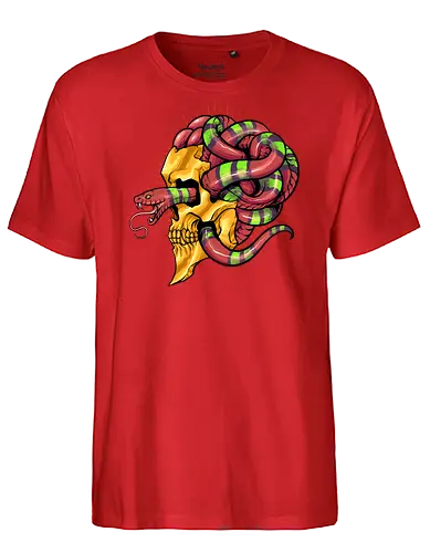 snake brain  - snake, brain, skull, myth, skeleton, art, poison, animal, darkart, tattoo, golden - Fairtrade T-Shirt