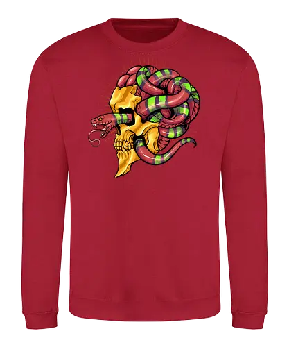 snake brain  - snake, brain, skull, myth, skeleton, art, poison, animal, darkart, tattoo, golden - Sweatshirt